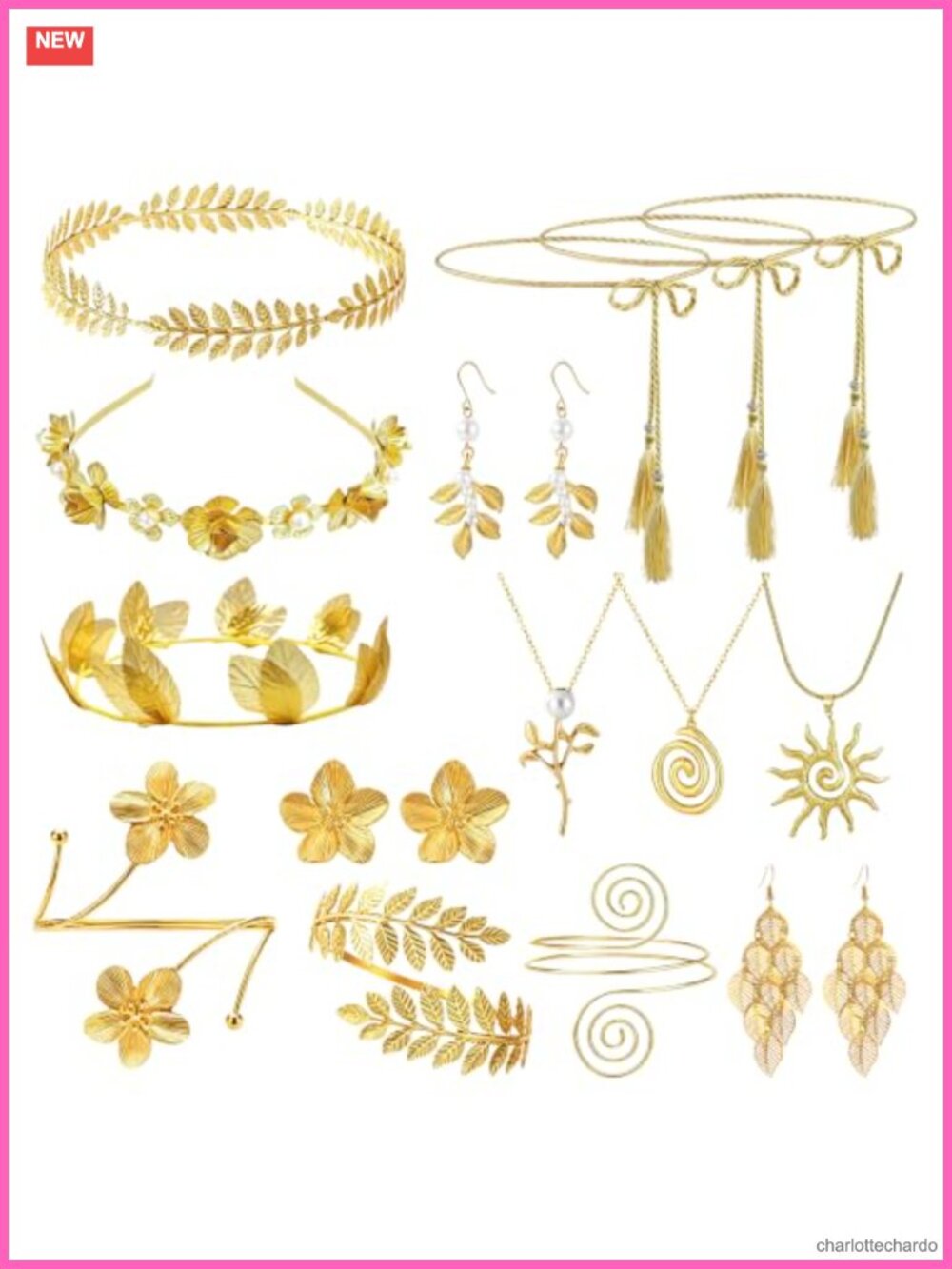 18pc Greek Goddess Costume Accessory Set Laurel Crown Arm Cuffs